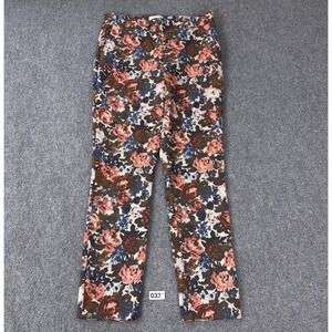 Sézane Pants Womens 6 38 Multicolor Floral Jacquard Straight Leg Trouser